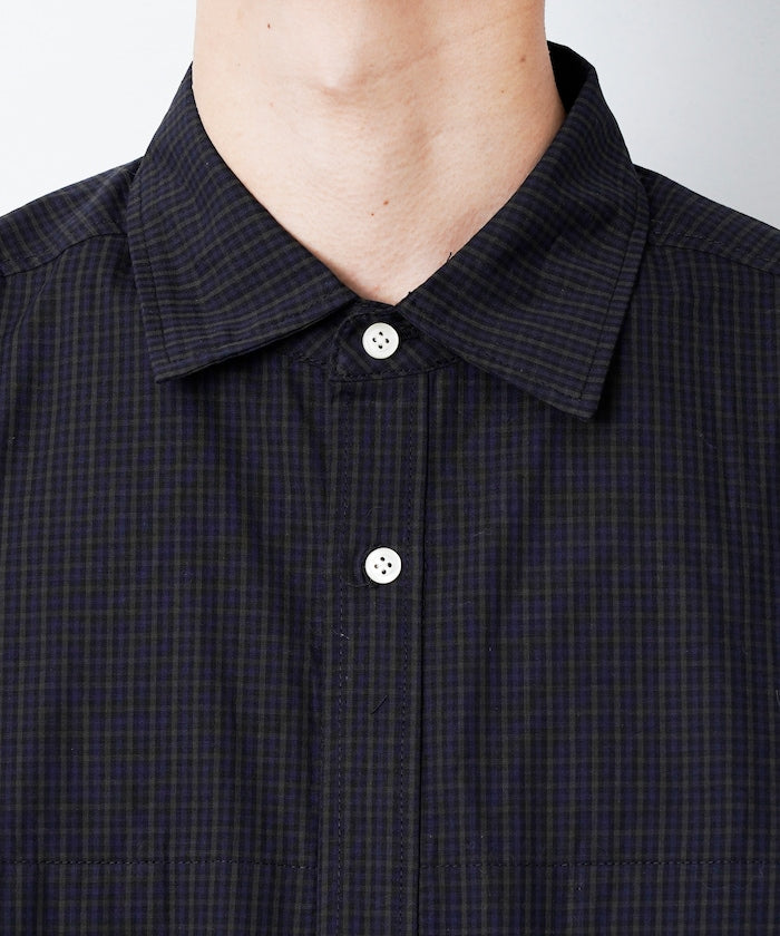 PUBLUX Short sleeve drawstring check shirt 短袖口袋襯衫