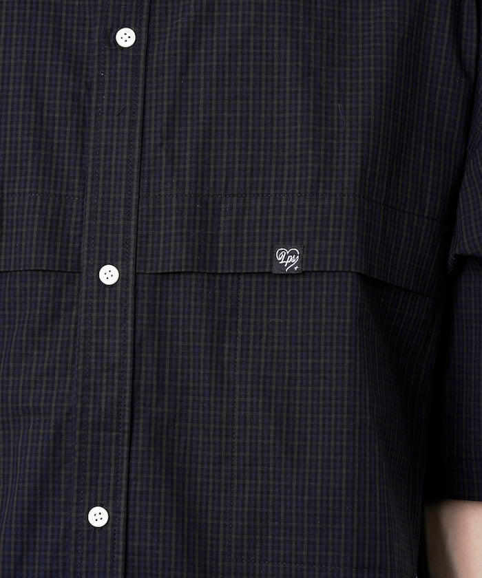 PUBLUX Short sleeve drawstring check shirt 短袖口袋襯衫