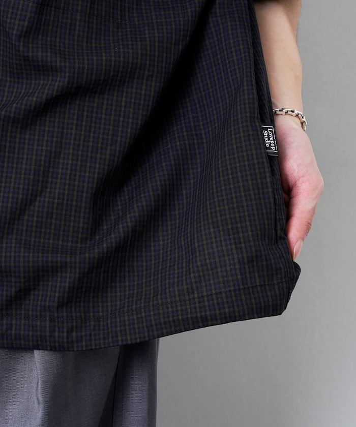 PUBLUX Short sleeve drawstring check shirt 短袖口袋襯衫