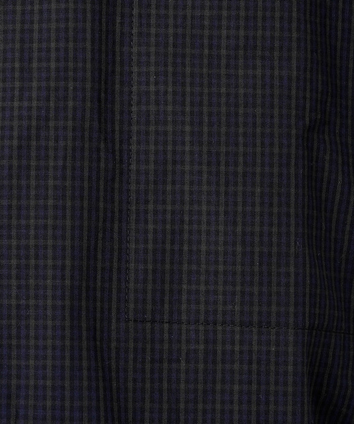 PUBLUX Short sleeve drawstring check shirt 短袖口袋襯衫
