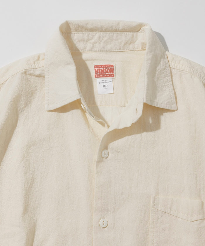 HINSON wrinkled relaxed fit regular collar short 口袋短袖襯衫