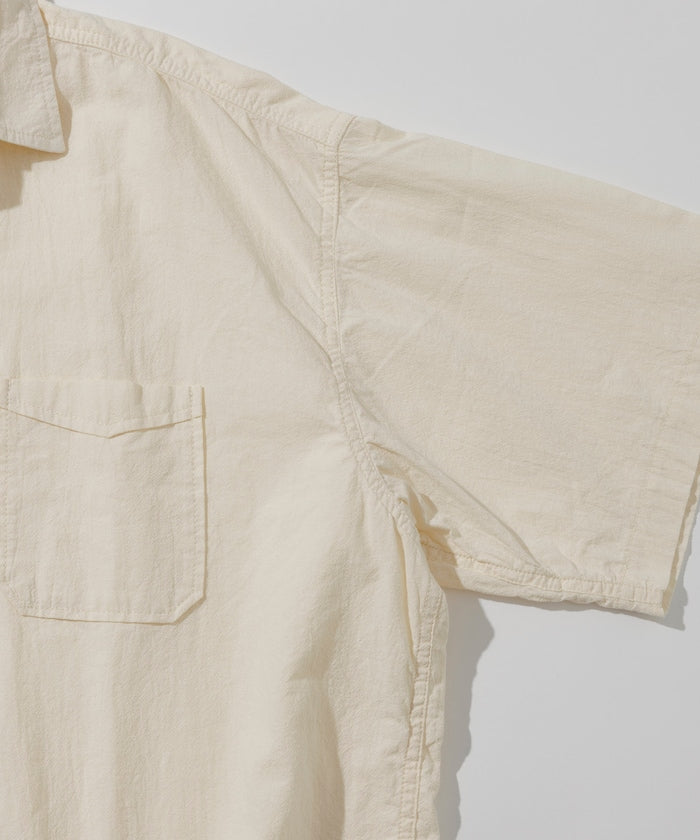 HINSON wrinkled relaxed fit regular collar short 口袋短袖襯衫