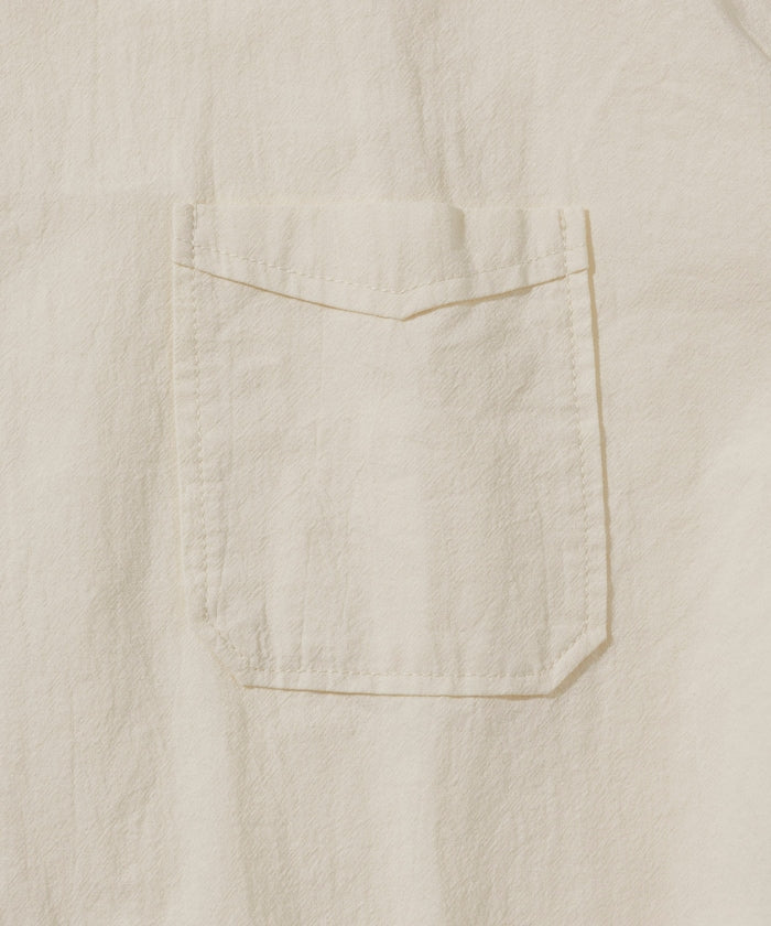 HINSON wrinkled relaxed fit regular collar short 口袋短袖襯衫