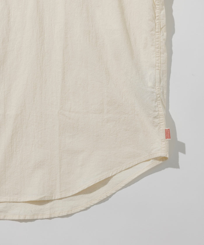 HINSON wrinkled relaxed fit regular collar short 口袋短袖襯衫