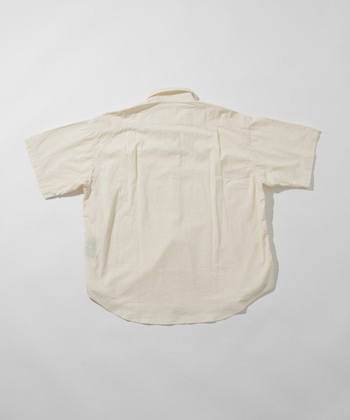 HINSON wrinkled relaxed fit regular collar short 口袋短袖襯衫