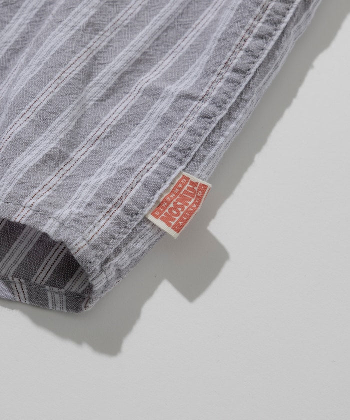HINSON wrinkled relaxed fit striped shirt 短袖口袋條紋襯衫