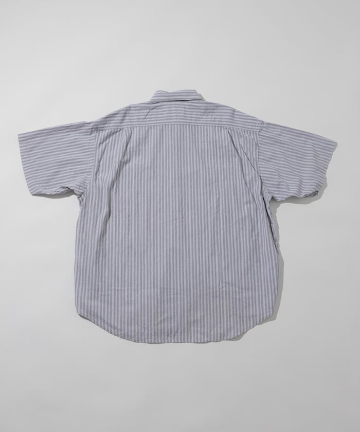HINSON wrinkled relaxed fit striped shirt 短袖口袋條紋襯衫