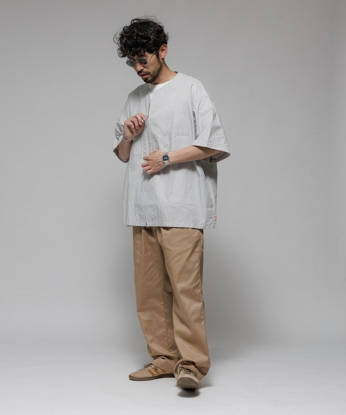 HINSON 限定 無領開襟拉鍊短袖襯衫