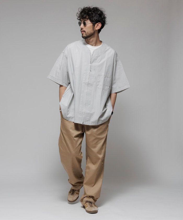 HINSON 限定 無領開襟拉鍊短袖襯衫