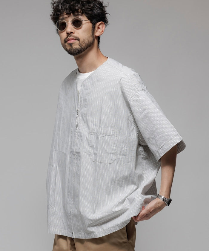 HINSON 限定 無領開襟拉鍊短袖襯衫