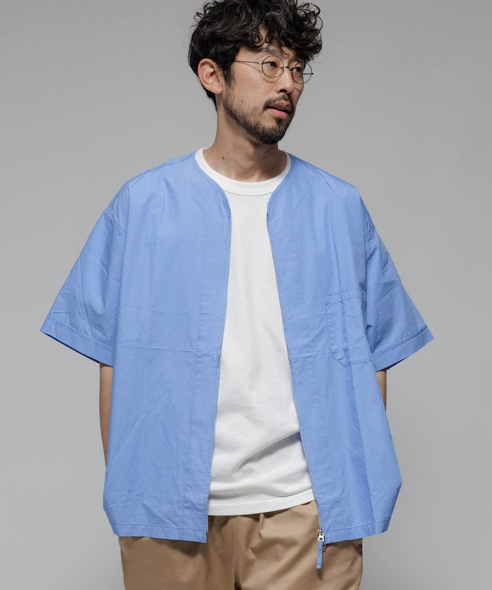 HINSON 限定 無領開襟拉鍊短袖襯衫