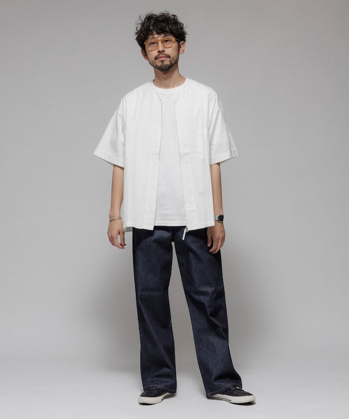 HINSON 限定 無領開襟拉鍊短袖襯衫