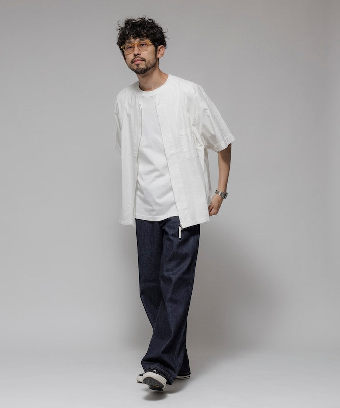 HINSON 限定 無領開襟拉鍊短袖襯衫