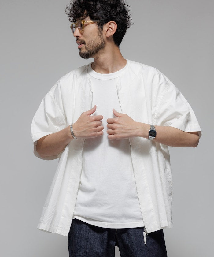 HINSON 限定 無領開襟拉鍊短袖襯衫