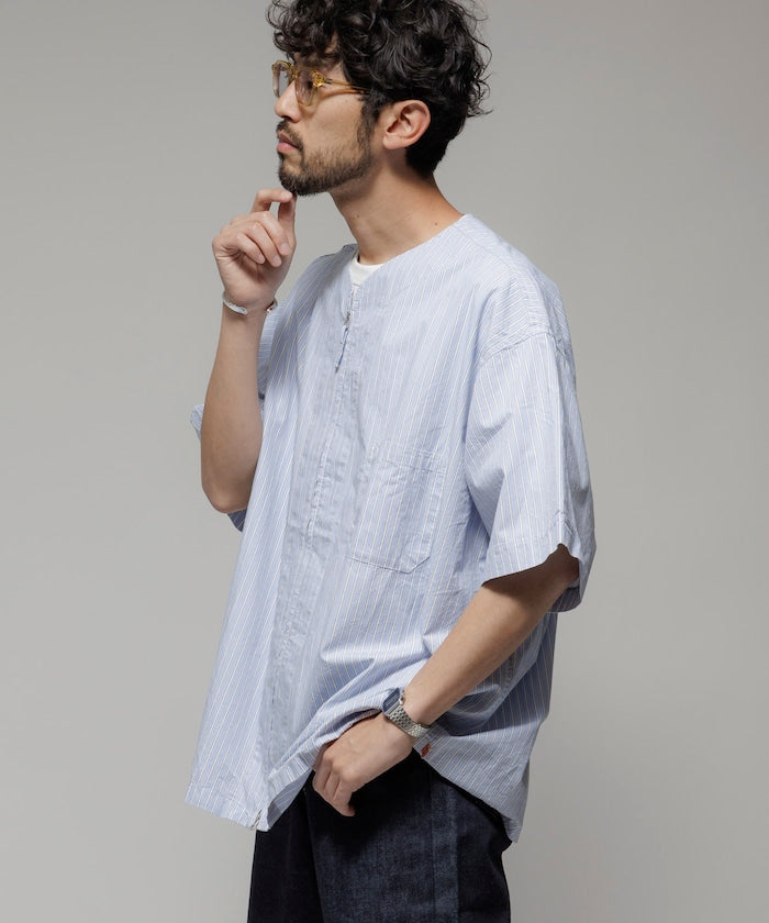 HINSON 限定 無領開襟拉鍊短袖襯衫