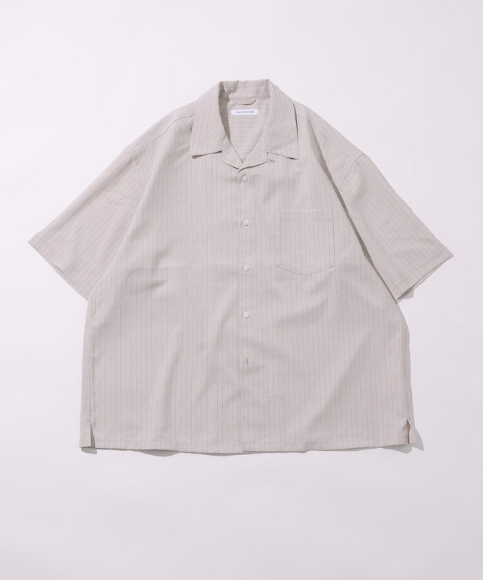 FREAK'S STORE Reflax Functional Fabric Relaxed Fit Striped Open Collar Shirt 機能條紋短袖襯衫