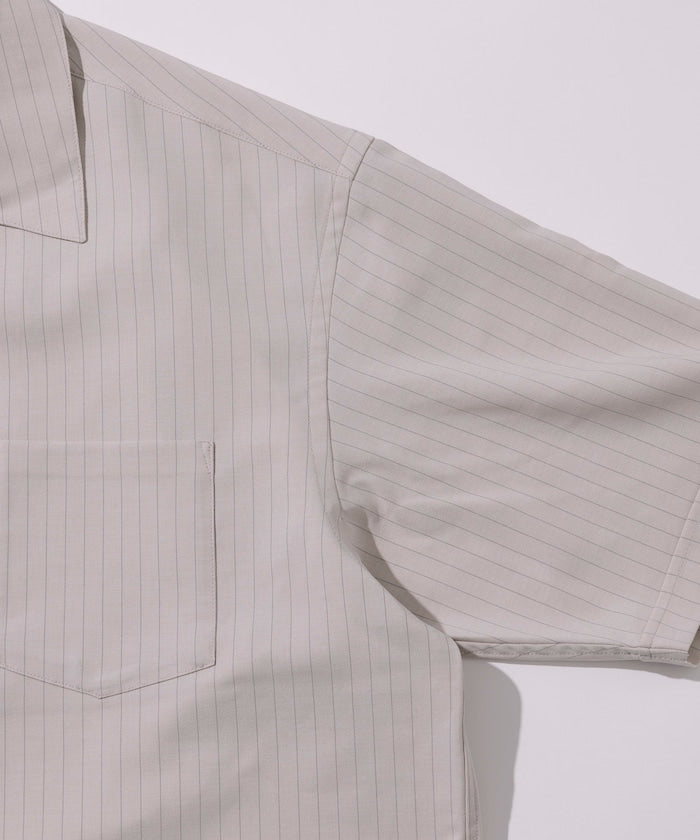 FREAK'S STORE Reflax Functional Fabric Relaxed Fit Striped Open Collar Shirt 機能條紋短袖襯衫