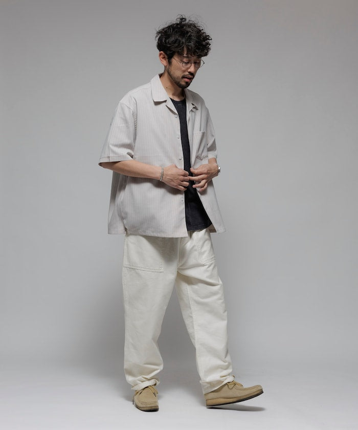 FREAK'S STORE Reflax Functional Fabric Relaxed Fit Striped Open Collar Shirt 機能條紋短袖襯衫