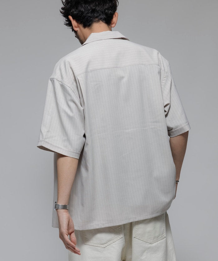 FREAK'S STORE Reflax Functional Fabric Relaxed Fit Striped Open Collar Shirt 機能條紋短袖襯衫