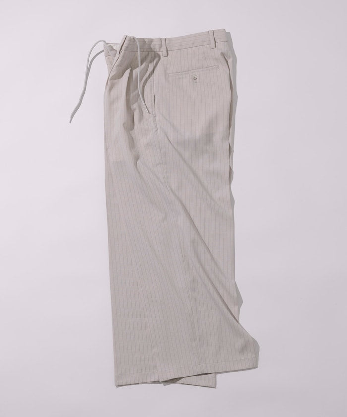 FREAK'S STORE Reflax Functional Material Wide Silhouette Easy Striped Slacks Pants 寬版條紋休閒褲