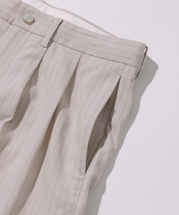 FREAK'S STORE Reflax Functional Material Wide Silhouette Easy Striped Slacks Pants 寬版條紋休閒褲