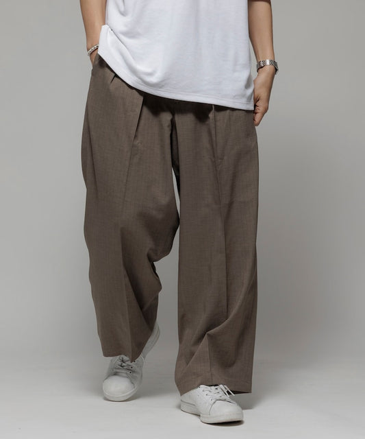 FREAK'S STORE Reflax Functional Material Wide Silhouette Easy Striped Slacks Pants 寬版條紋休閒褲