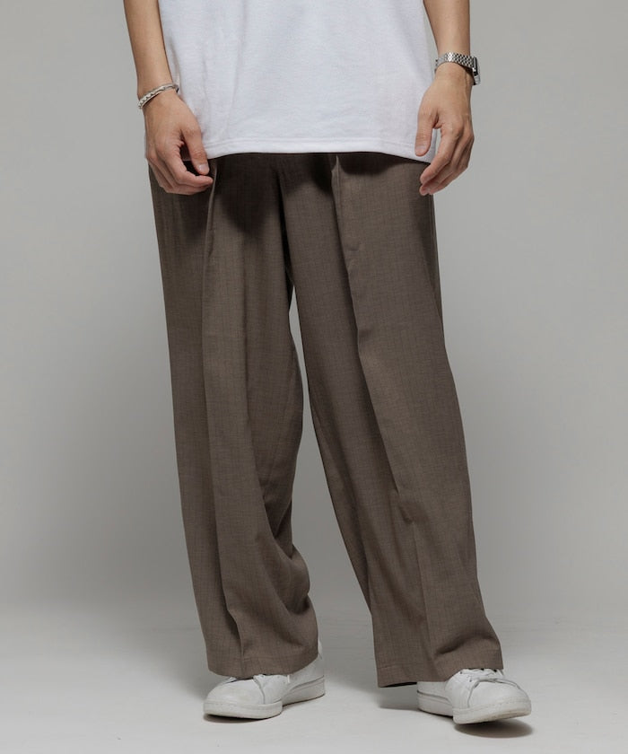 FREAK'S STORE Reflax Functional Material Wide Silhouette Easy Striped Slacks Pants 寬版條紋休閒褲