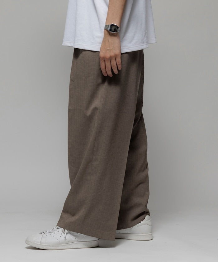 FREAK'S STORE Reflax Functional Material Wide Silhouette Easy Striped Slacks Pants 寬版條紋休閒褲