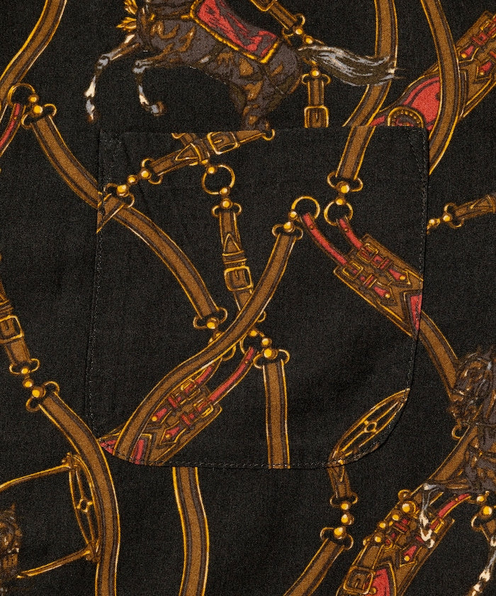 FREAK'S STORE Relaxed fit washable Nylon Scarf pattern open collar shir t 復古短袖襯衫