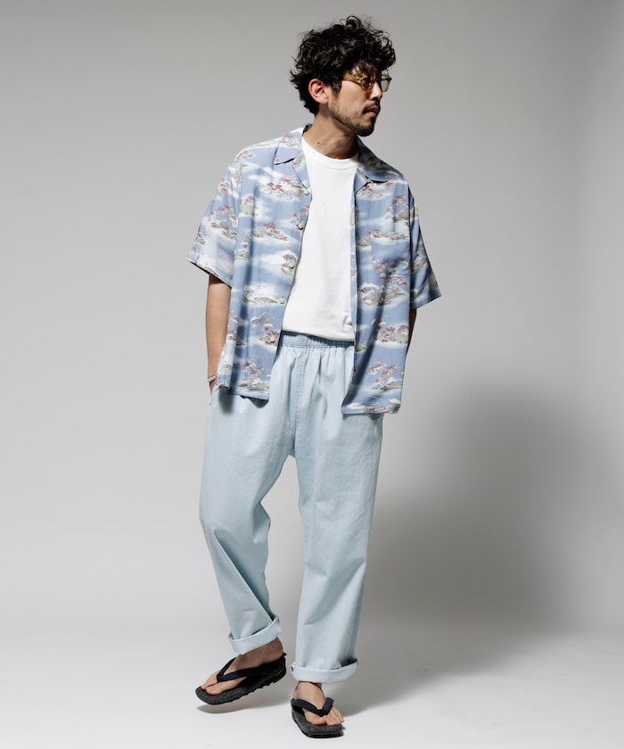 FREAK'S STORE Relaxed fit washable Nylon open collar aloha shirt 短袖夏威夷襯衫