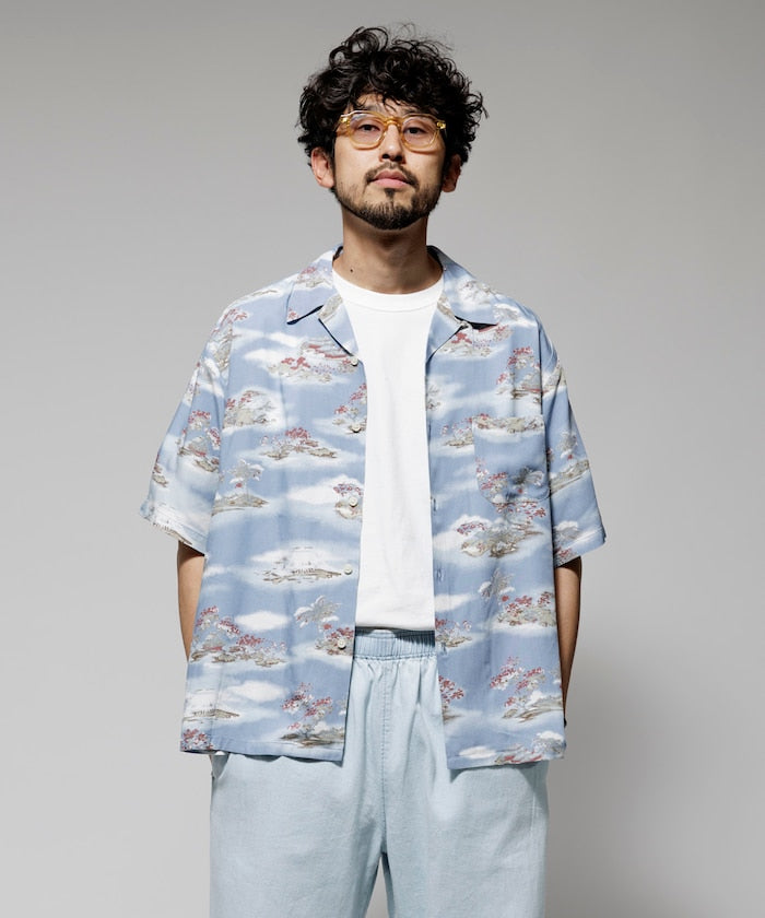FREAK'S STORE Relaxed fit washable Nylon open collar aloha shirt 短袖夏威夷襯衫