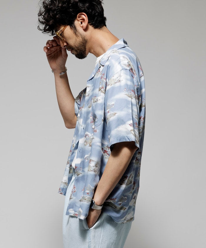 FREAK'S STORE Relaxed fit washable Nylon open collar aloha shirt 短袖夏威夷襯衫
