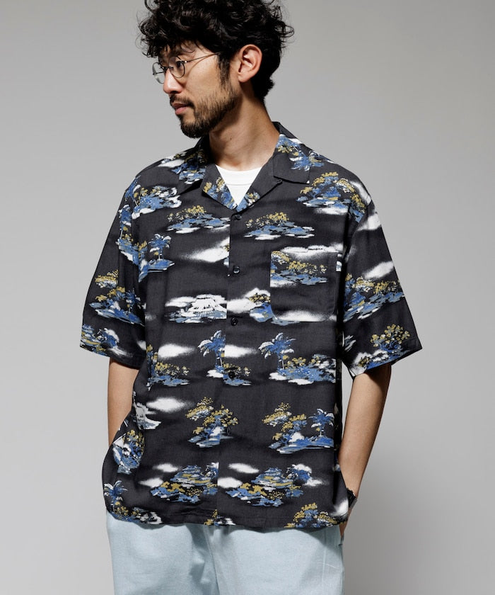 FREAK'S STORE Relaxed fit washable Nylon open collar aloha shirt 短袖夏威夷襯衫