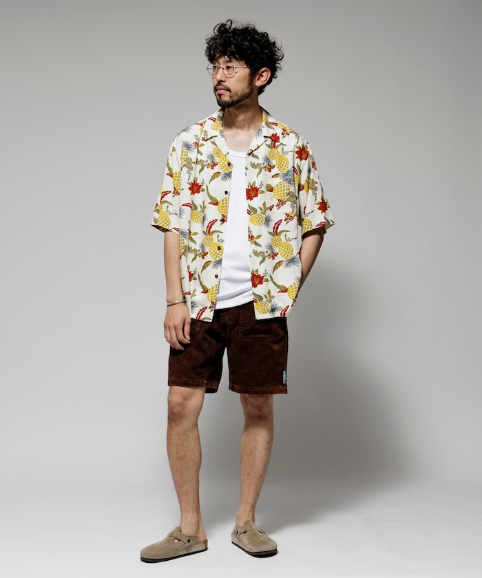 FREAK'S STORE Relaxed fit washable Nylon open collar aloha shirt 短袖夏威夷襯衫