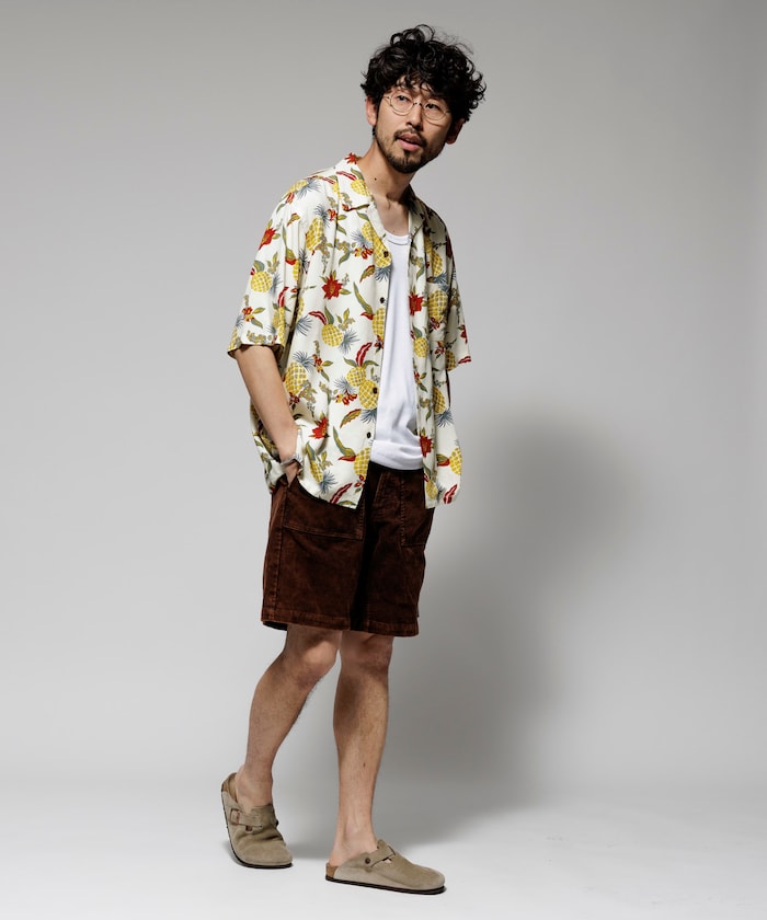FREAK'S STORE Relaxed fit washable Nylon open collar aloha shirt 短袖夏威夷襯衫
