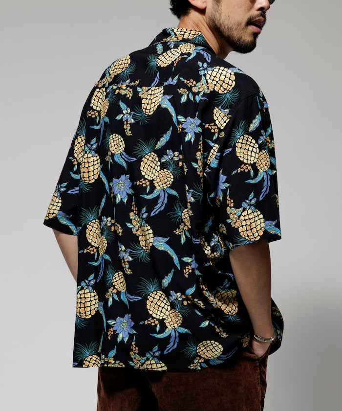 FREAK'S STORE Relaxed fit washable Nylon open collar aloha shirt 短袖夏威夷襯衫