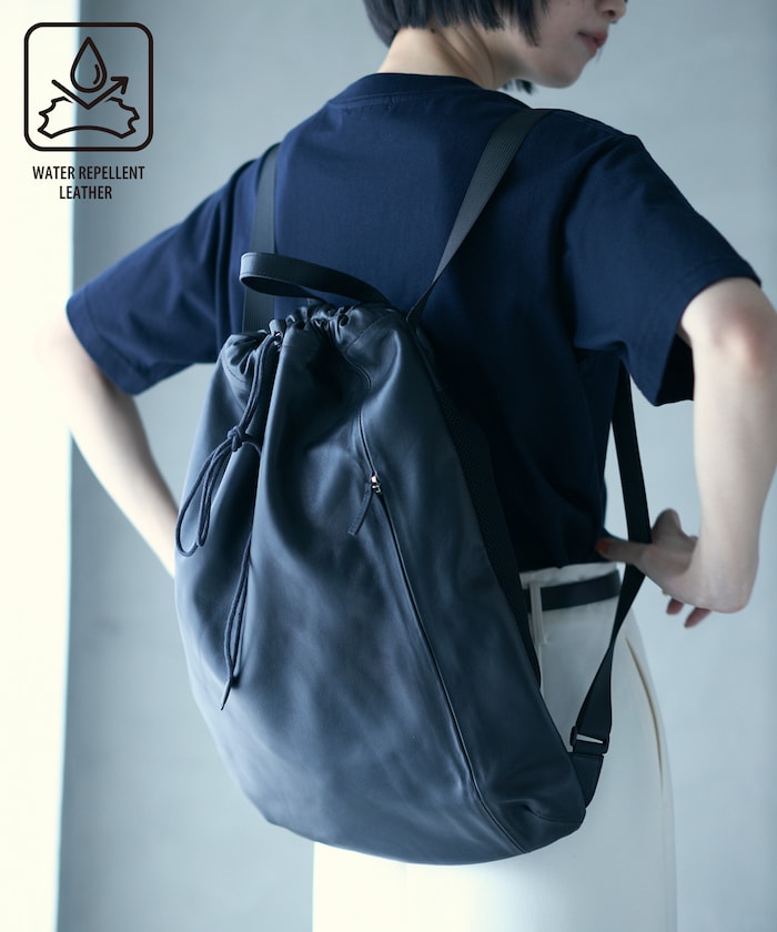 Firsthand Water-repellent leather knapsack 束口雙肩後背包