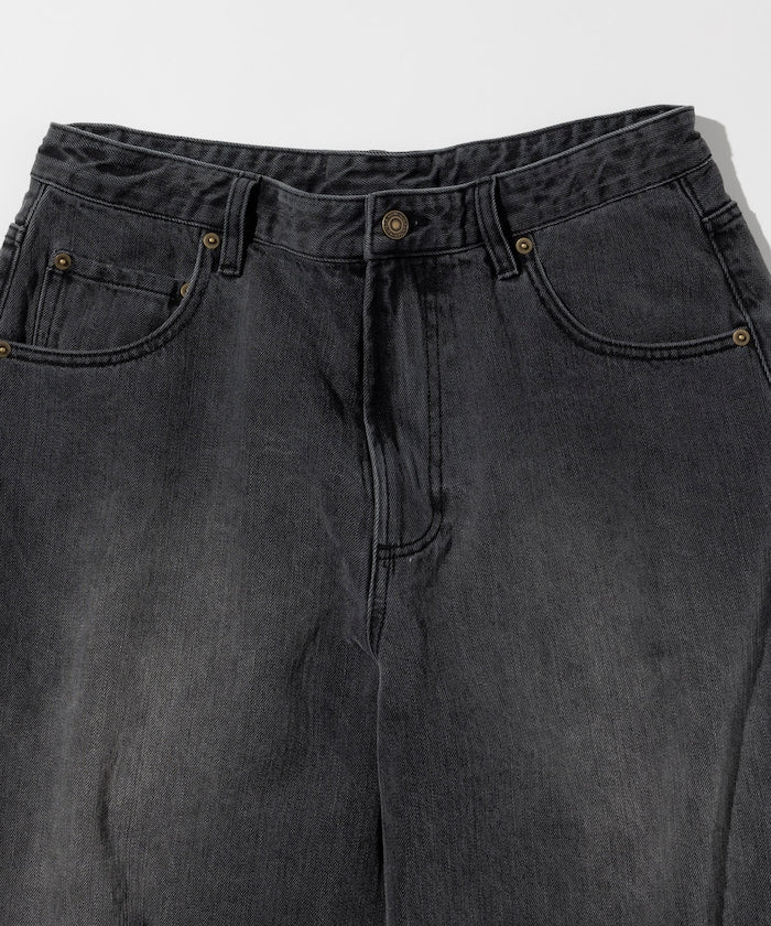 FREAK'S STORE Wide silhouette vintage processed curve denim cropped Pants 寬版牛仔七分褲