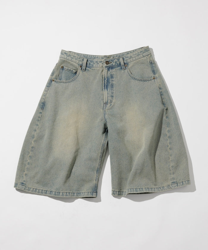 FREAK'S STORE Wide silhouette vintage processed curve denim cropped Pants 寬版牛仔七分褲