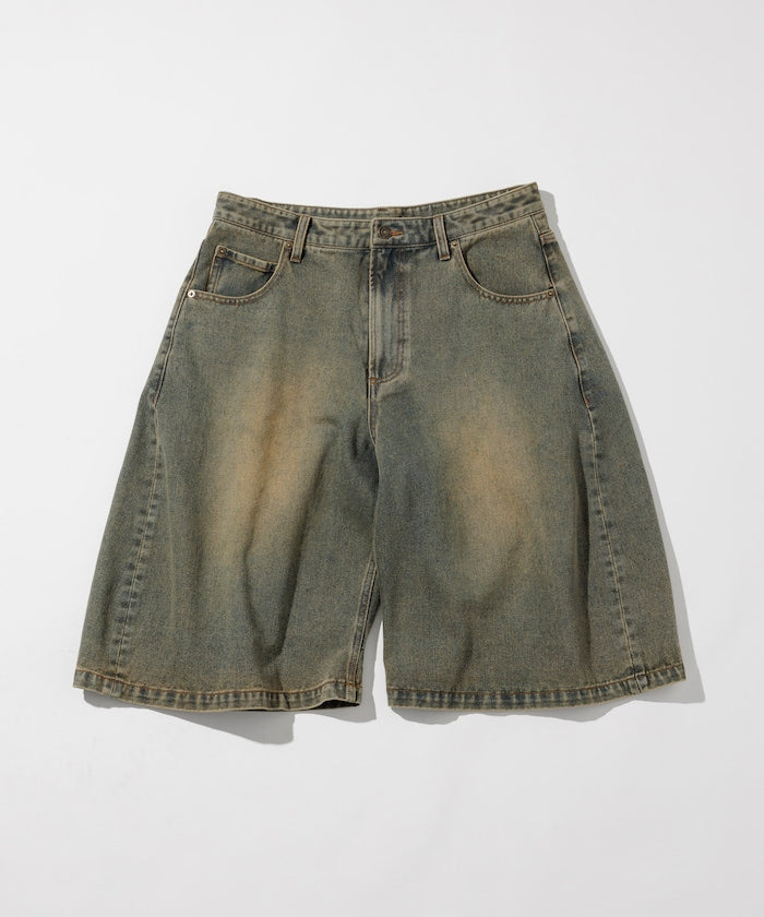 FREAK'S STORE Wide silhouette vintage processed curve denim cropped Pants 寬版牛仔七分褲