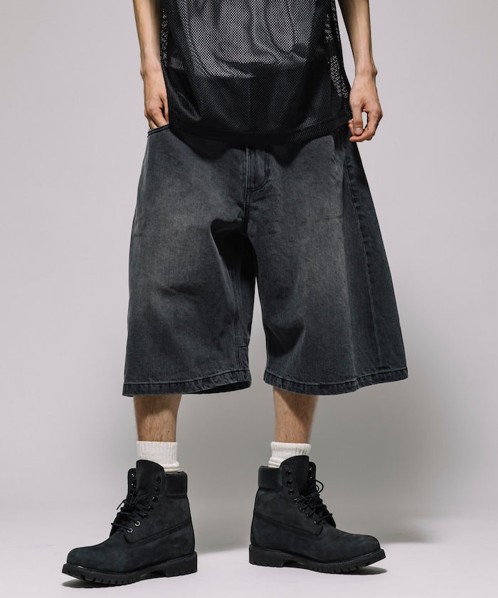 FREAK'S STORE Wide silhouette vintage processed curve denim cropped Pants 寬版牛仔七分褲