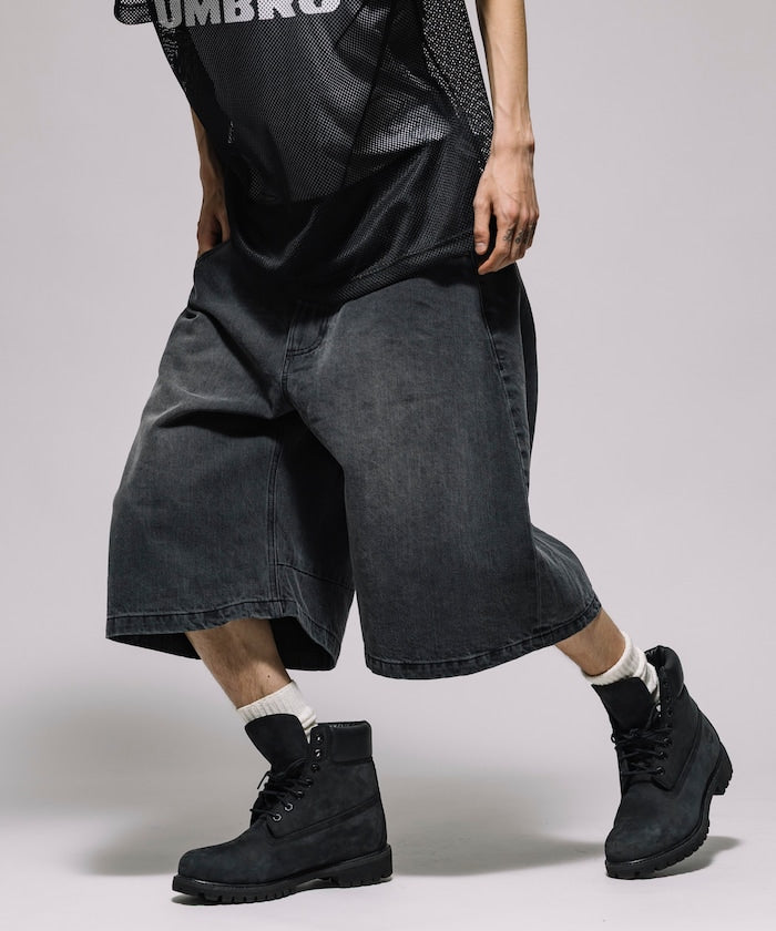 FREAK'S STORE Wide silhouette vintage processed curve denim cropped Pants 寬版牛仔七分褲