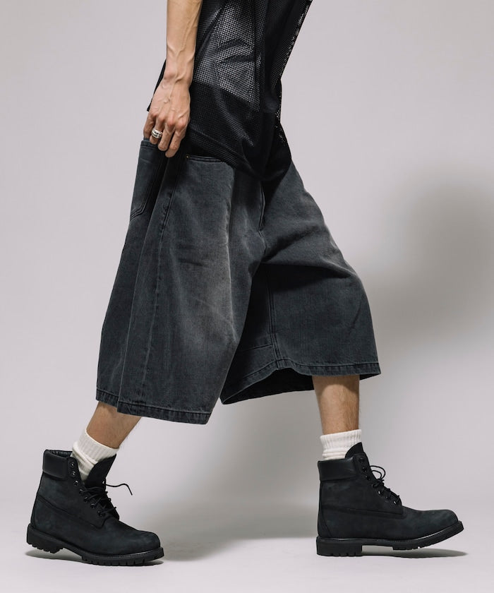 FREAK'S STORE Wide silhouette vintage processed curve denim cropped Pants 寬版牛仔七分褲