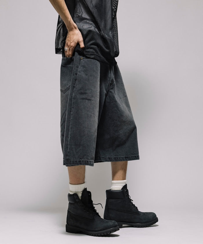 FREAK'S STORE Wide silhouette vintage processed curve denim cropped Pants 寬版牛仔七分褲