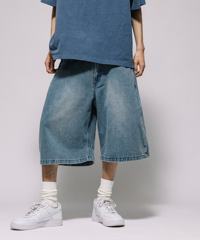 FREAK'S STORE Wide silhouette vintage processed curve denim cropped Pants 寬版牛仔七分褲