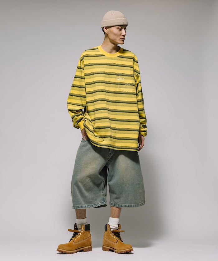 FREAK'S STORE Wide silhouette vintage processed curve denim cropped Pants 寬版牛仔七分褲