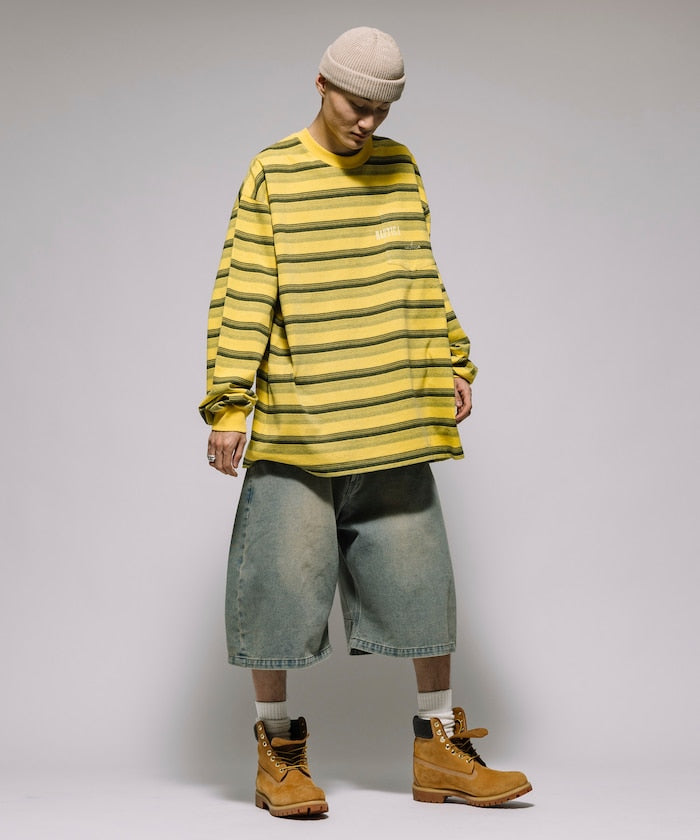 FREAK'S STORE Wide silhouette vintage processed curve denim cropped Pants 寬版牛仔七分褲