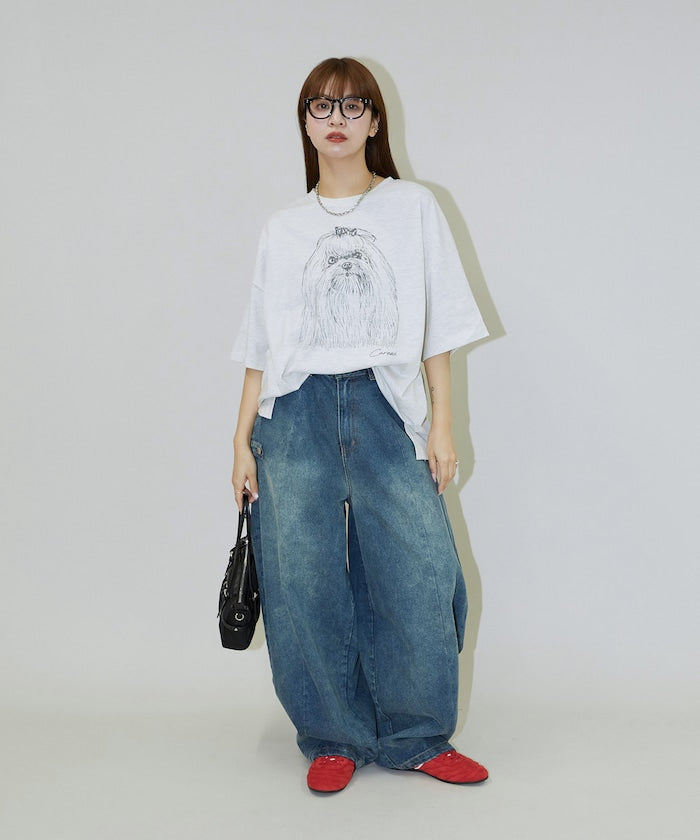 PUBLUX 限定 手繪風小狗印花短袖 T 恤