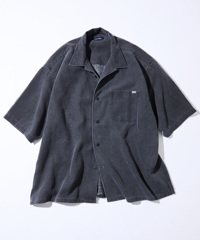 NAUTICA Wide silhouette open collar shirt 水洗口袋短袖襯衫