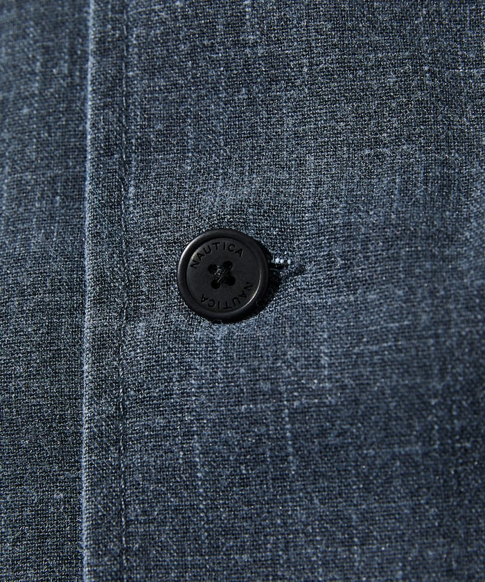 NAUTICA Wide silhouette open collar shirt 水洗口袋短袖襯衫